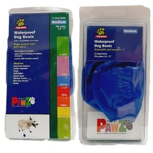 🍒4 for $20🍒 PROTEX PAWZ 12pc Waterproof Dog Boots Paw Protectors Shoes Sz M